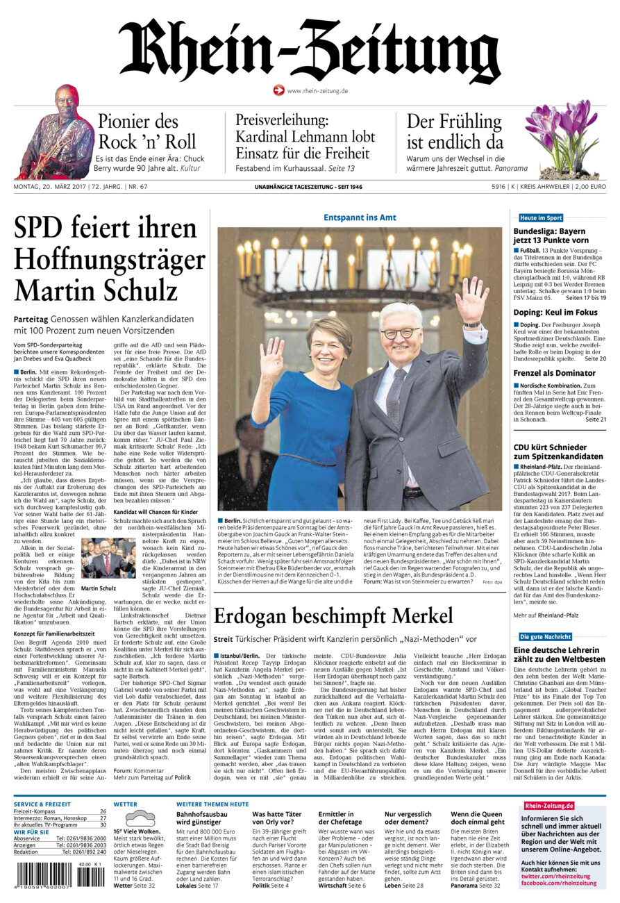 Rhein-Zeitung Kreis Ahrweiler vom Montag, 20.03.2017