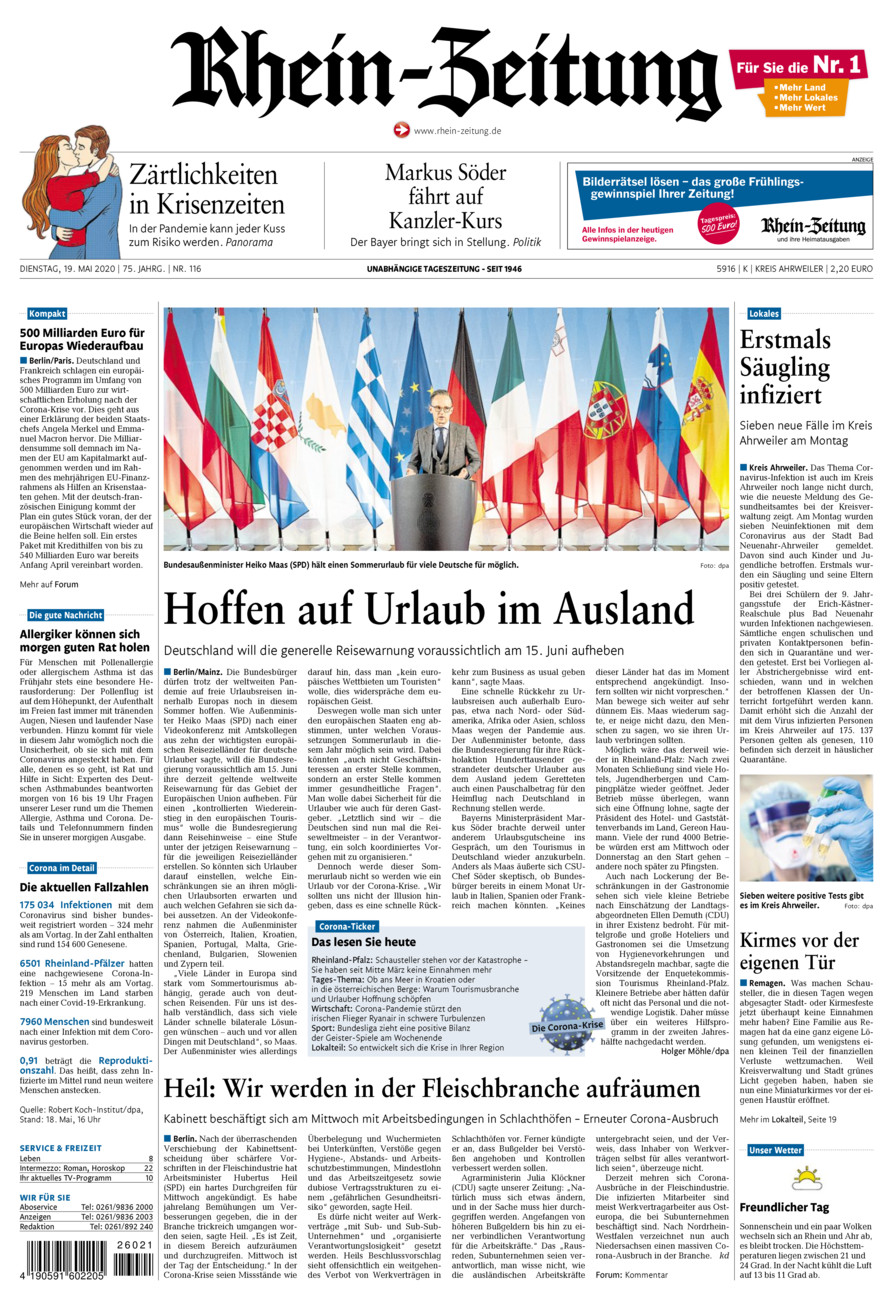 Rhein-Zeitung Kreis Ahrweiler vom Dienstag, 19.05.2020