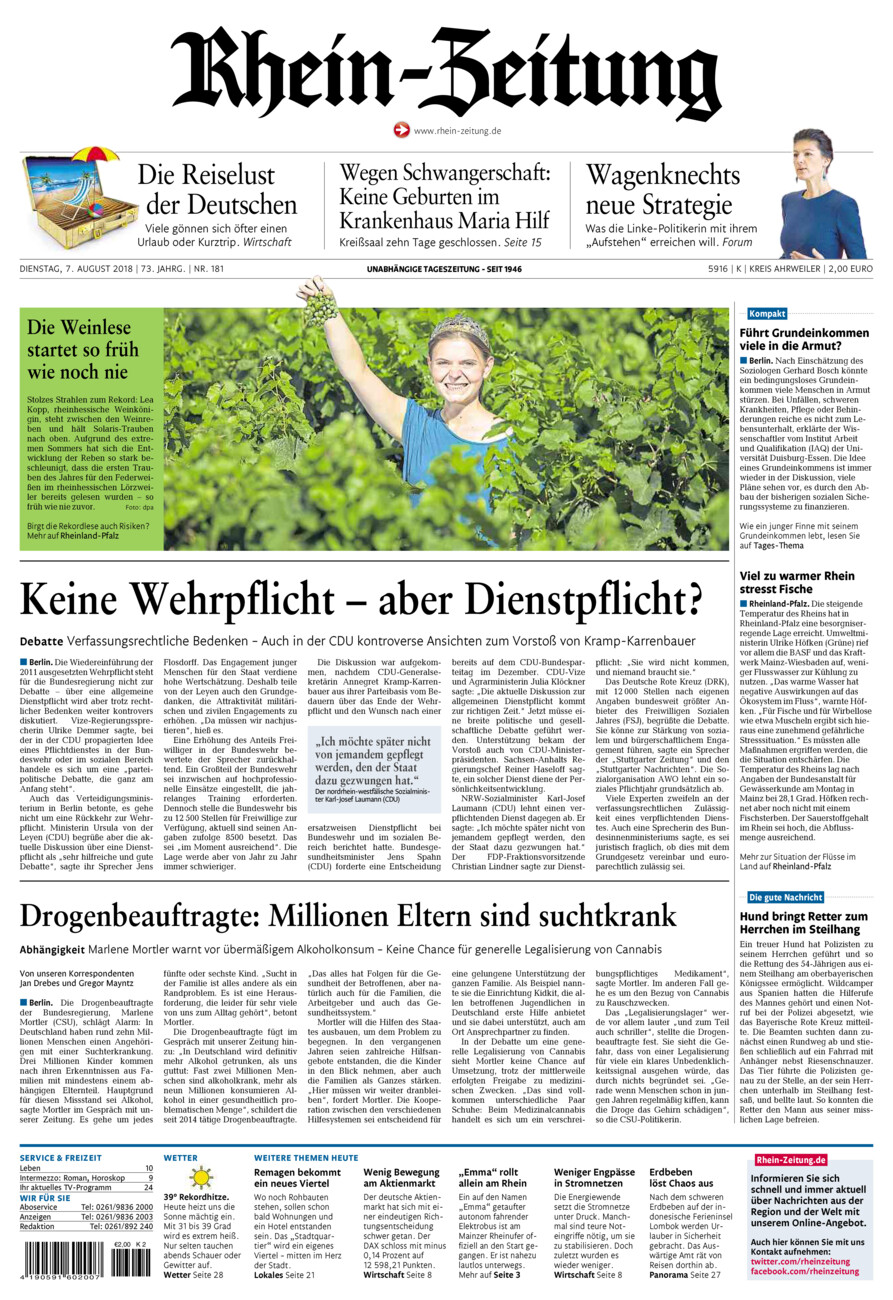 Rhein-Zeitung Kreis Ahrweiler vom Dienstag, 07.08.2018