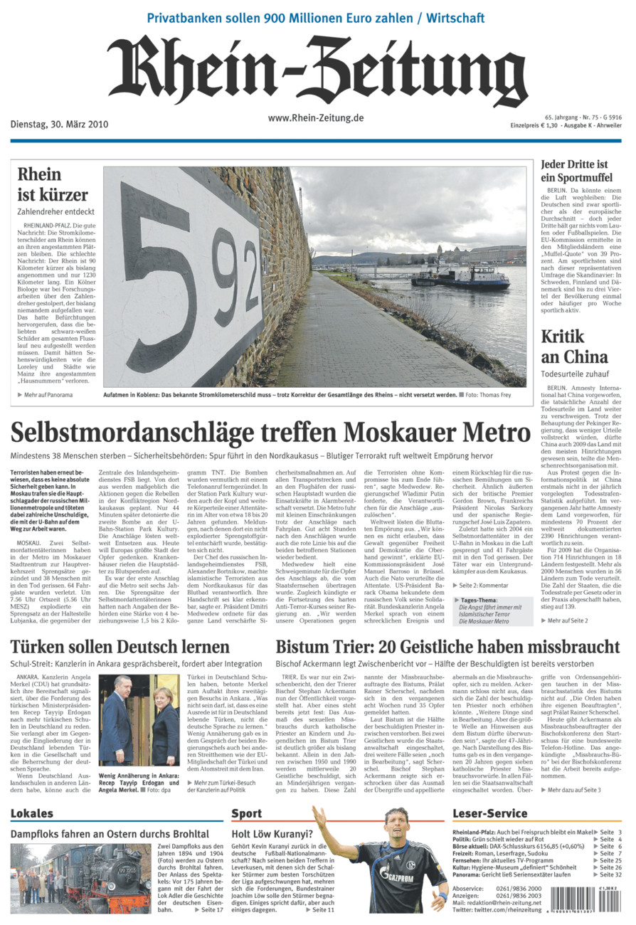 Rhein-Zeitung Kreis Ahrweiler vom Dienstag, 30.03.2010