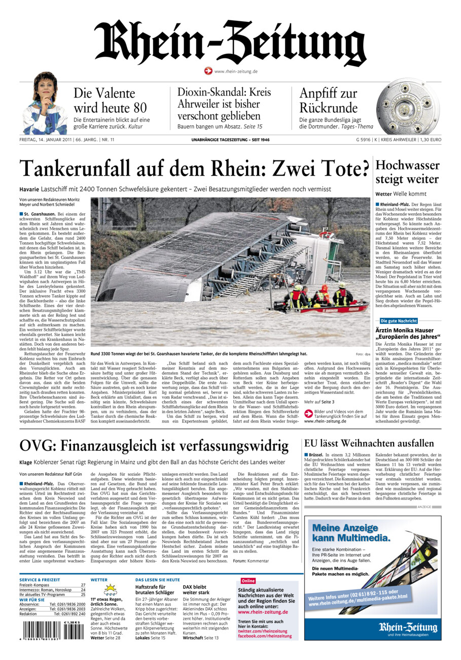 Rhein-Zeitung Kreis Ahrweiler vom Freitag, 14.01.2011