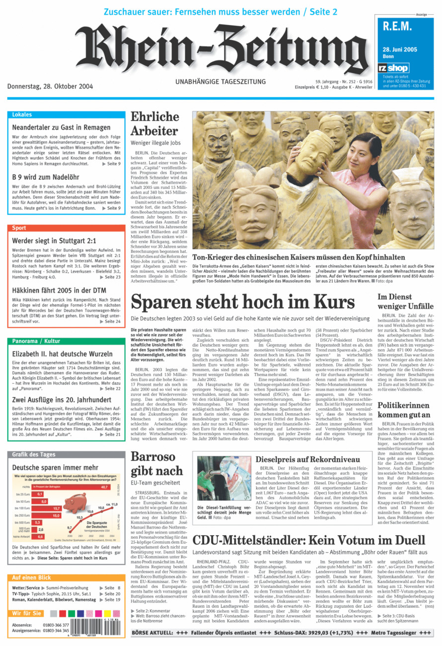 Rhein-Zeitung Kreis Ahrweiler vom Donnerstag, 28.10.2004