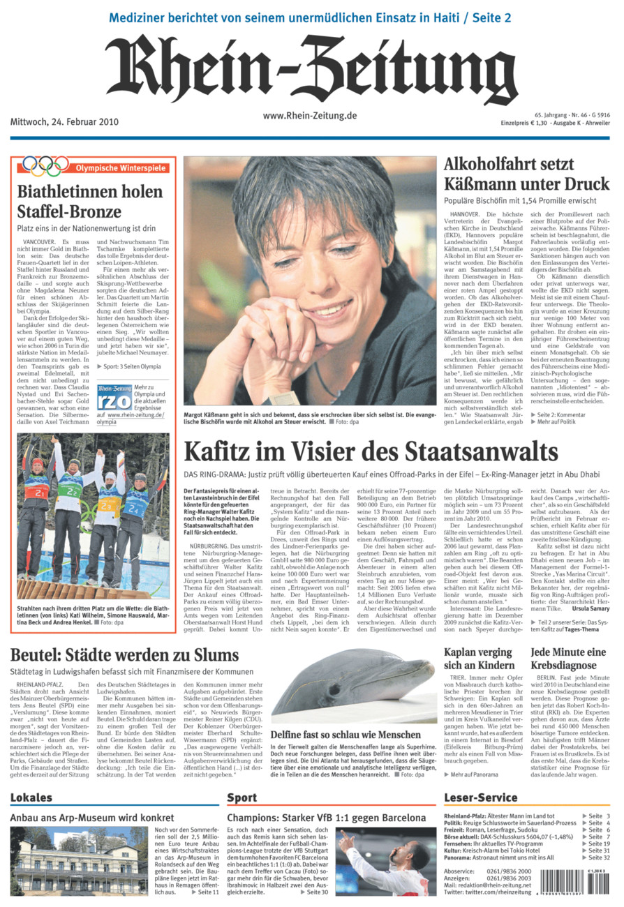 Rhein-Zeitung Kreis Ahrweiler vom Mittwoch, 24.02.2010