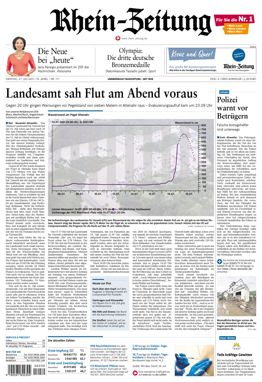 Rhein-Zeitung Kreis Ahrweiler vom Dienstag, 27.07.2021
