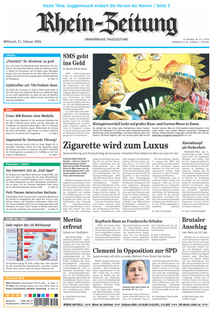 Rhein-Zeitung Kreis Ahrweiler vom Mittwoch, 11.02.2004