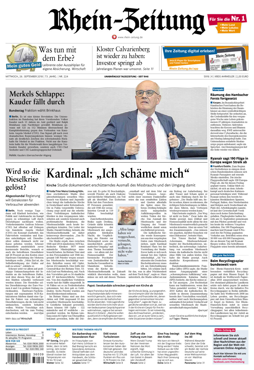 Rhein-Zeitung Kreis Ahrweiler vom Mittwoch, 26.09.2018