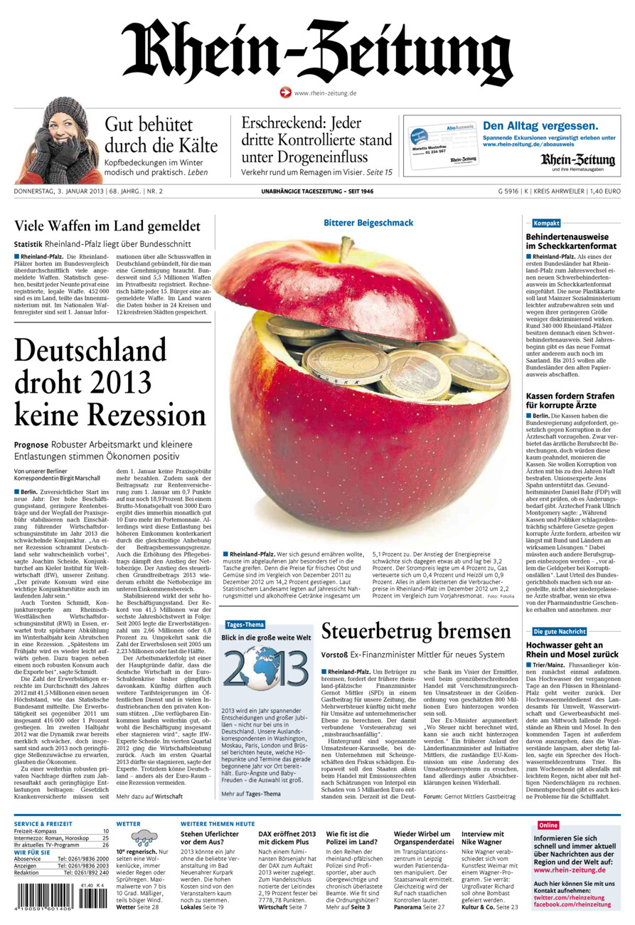 Rhein-Zeitung Kreis Ahrweiler vom Donnerstag, 03.01.2013