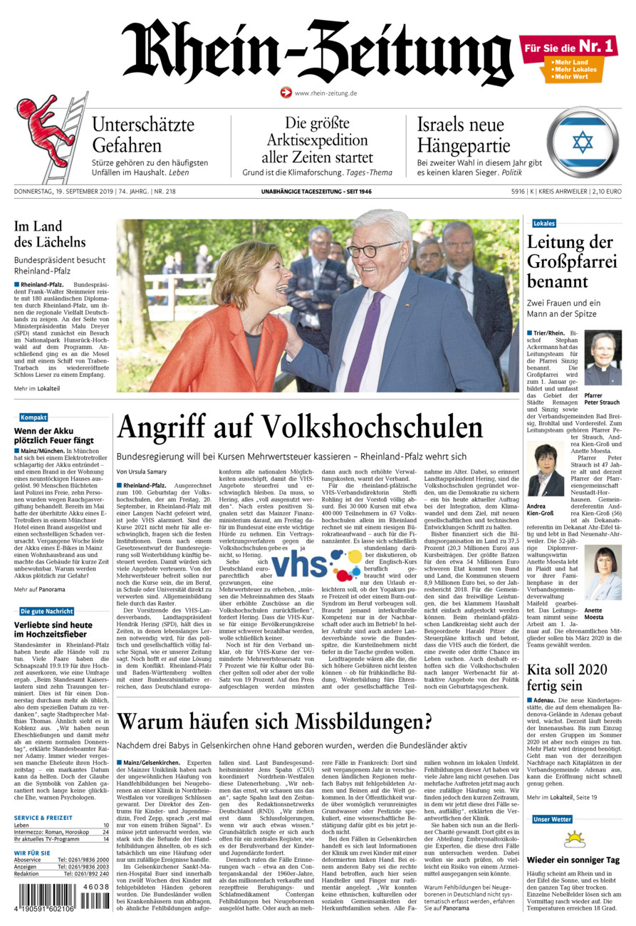 Rhein-Zeitung Kreis Ahrweiler vom Donnerstag, 19.09.2019