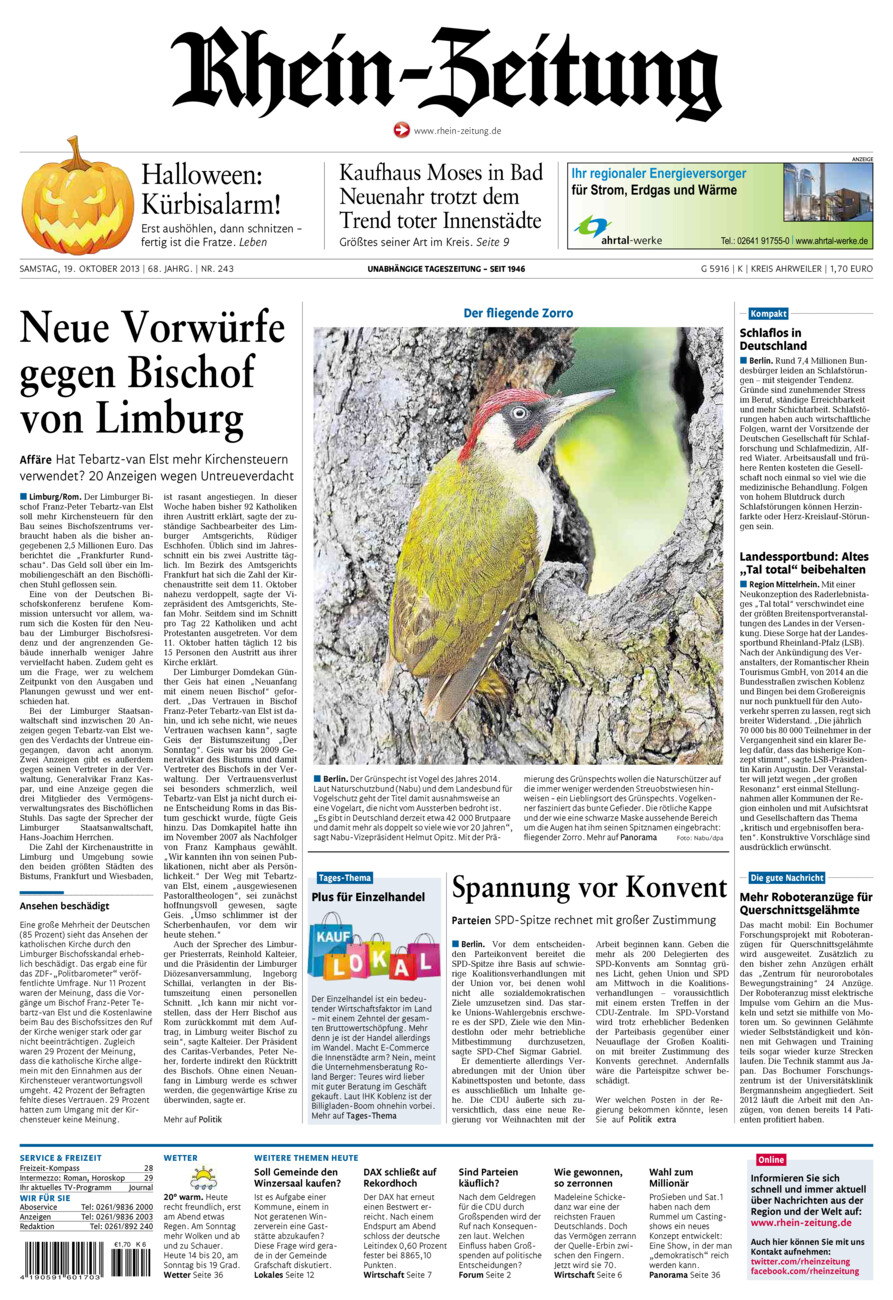 Rhein-Zeitung Kreis Ahrweiler vom Samstag, 19.10.2013