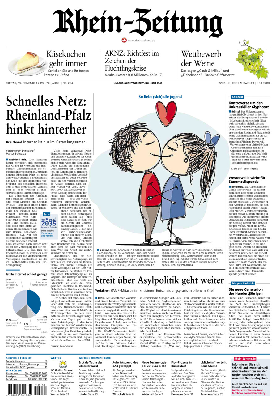 Rhein-Zeitung Kreis Ahrweiler vom Freitag, 13.11.2015