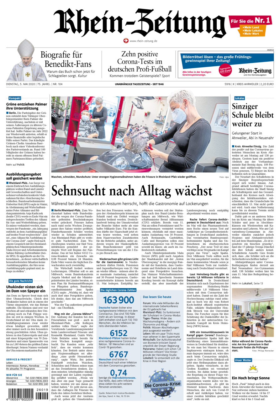Rhein-Zeitung Kreis Ahrweiler vom Dienstag, 05.05.2020