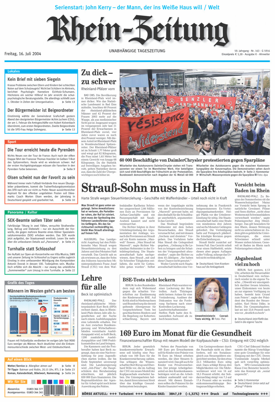 Rhein-Zeitung Kreis Ahrweiler vom Freitag, 16.07.2004