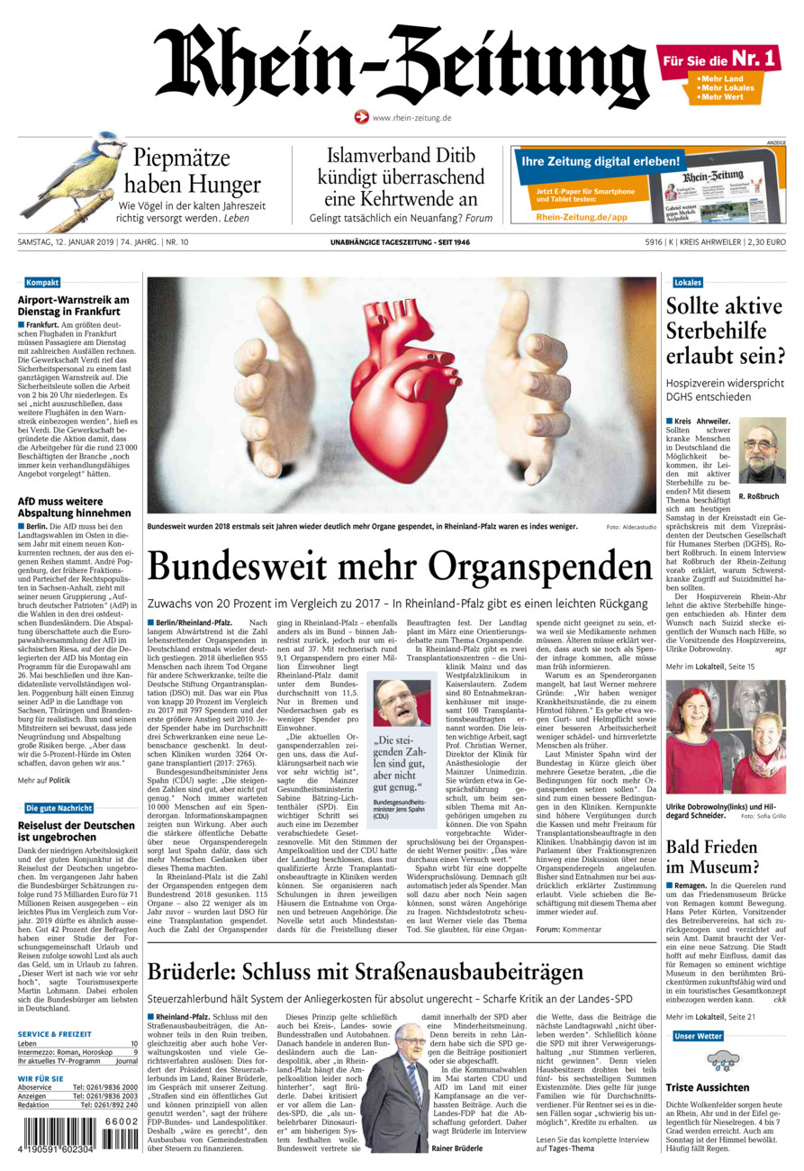 Rhein-Zeitung Kreis Ahrweiler vom Samstag, 12.01.2019