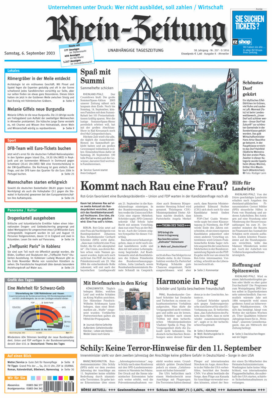 Rhein-Zeitung Kreis Ahrweiler vom Samstag, 06.09.2003