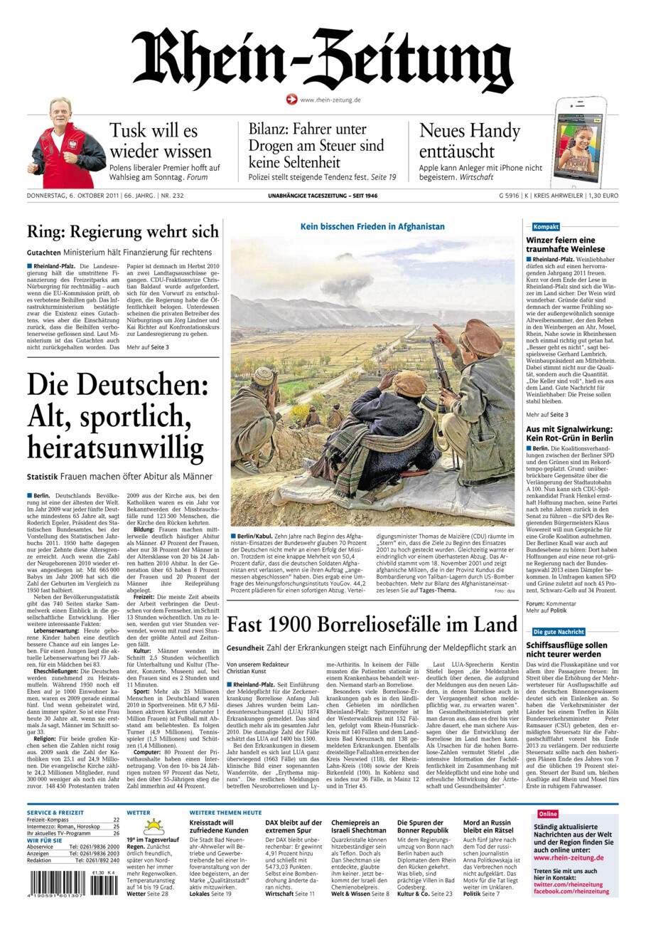 Rhein-Zeitung Kreis Ahrweiler vom Donnerstag, 06.10.2011