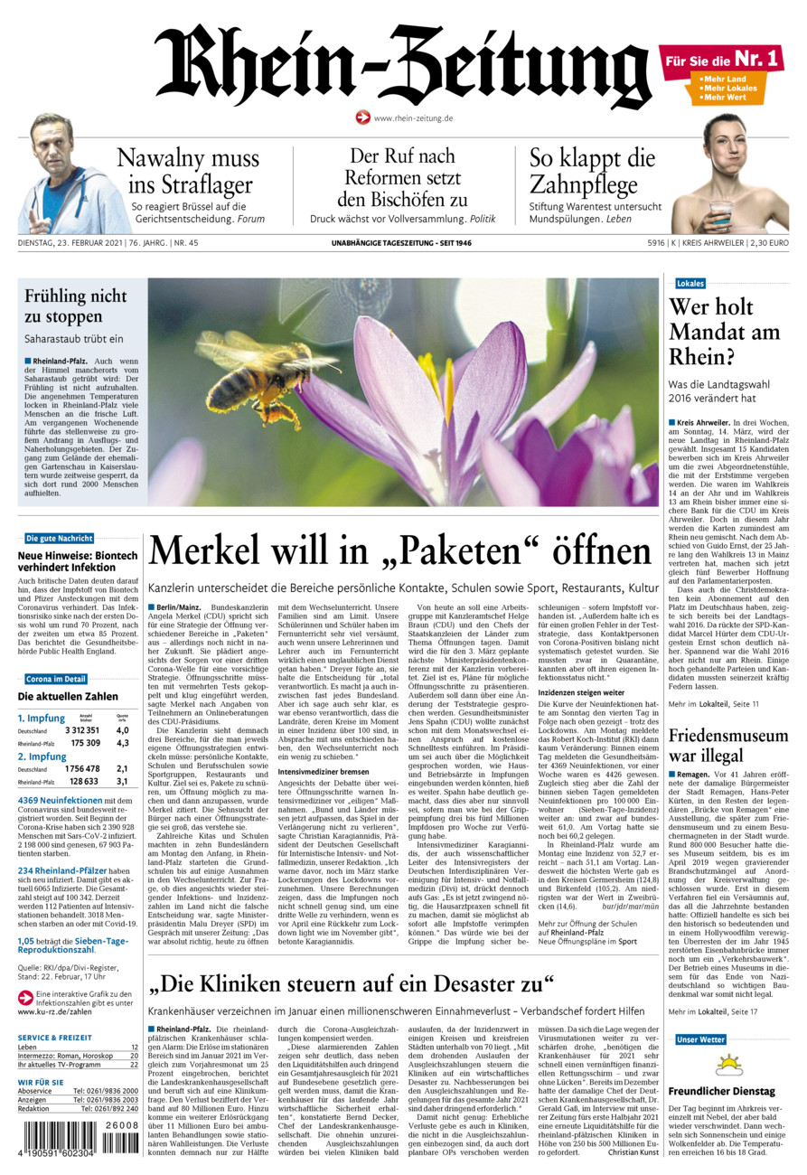 Rhein-Zeitung Kreis Ahrweiler vom Dienstag, 23.02.2021