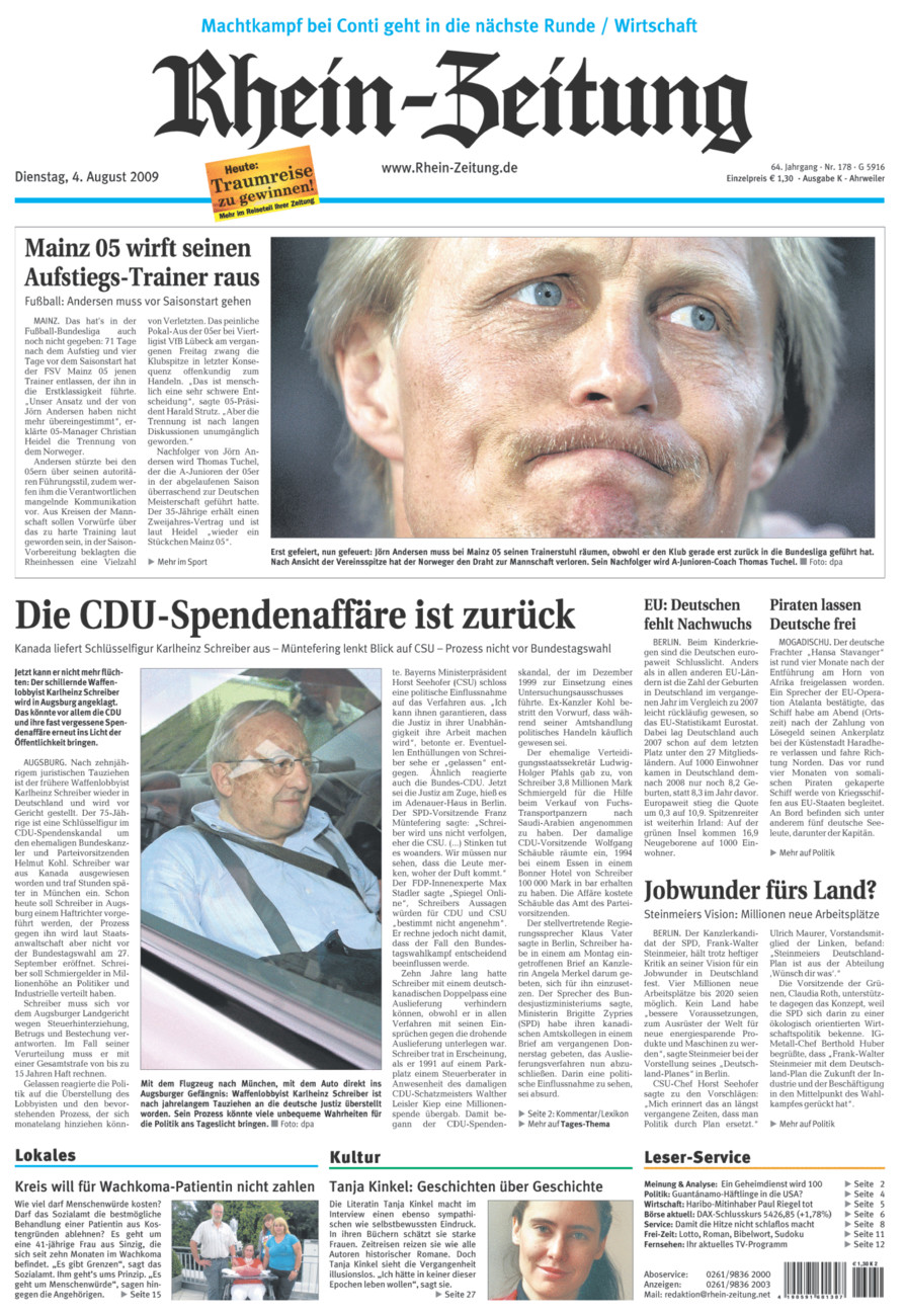 Rhein-Zeitung Kreis Ahrweiler vom Dienstag, 04.08.2009