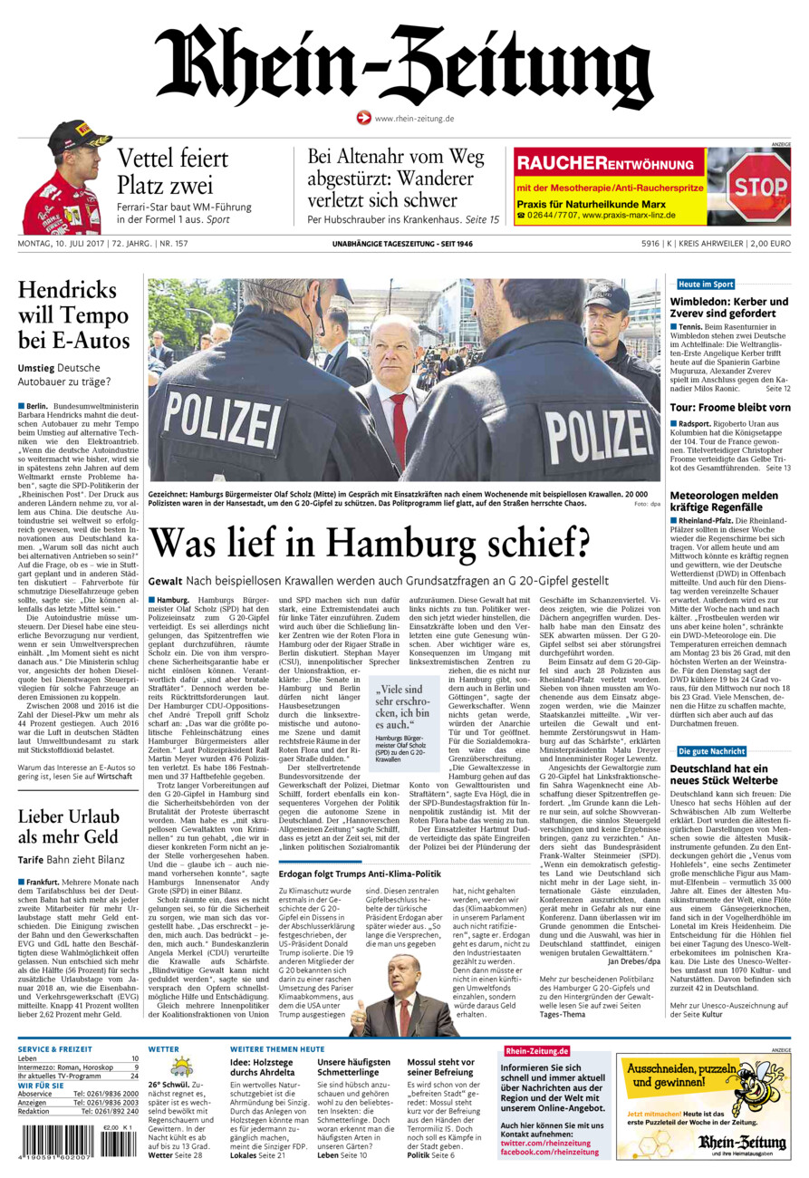 Rhein-Zeitung Kreis Ahrweiler vom Montag, 10.07.2017