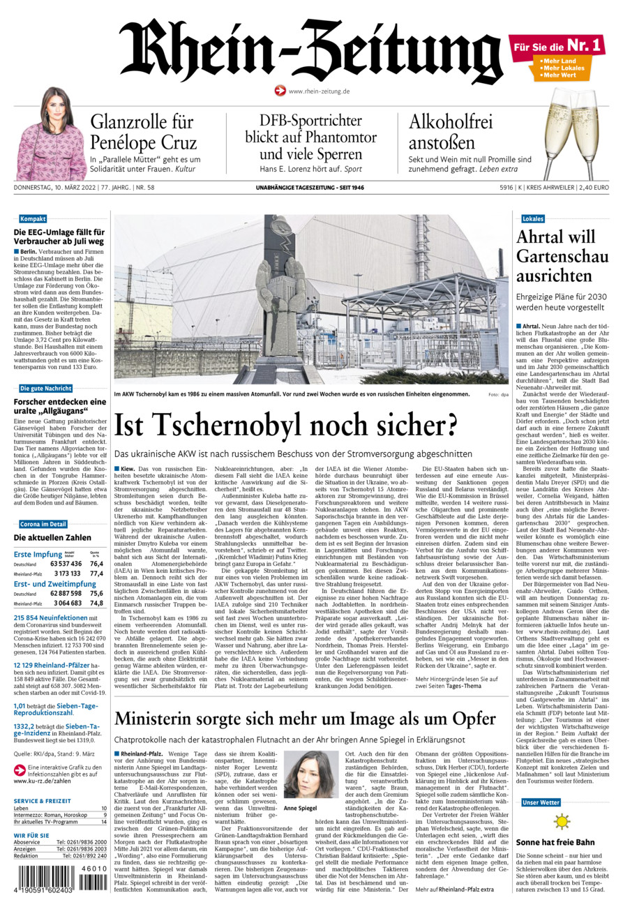 Rhein-Zeitung Kreis Ahrweiler vom Donnerstag, 10.03.2022