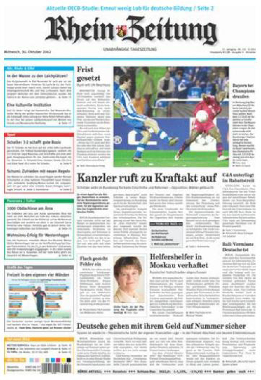 Rhein-Zeitung Kreis Ahrweiler vom Mittwoch, 30.10.2002