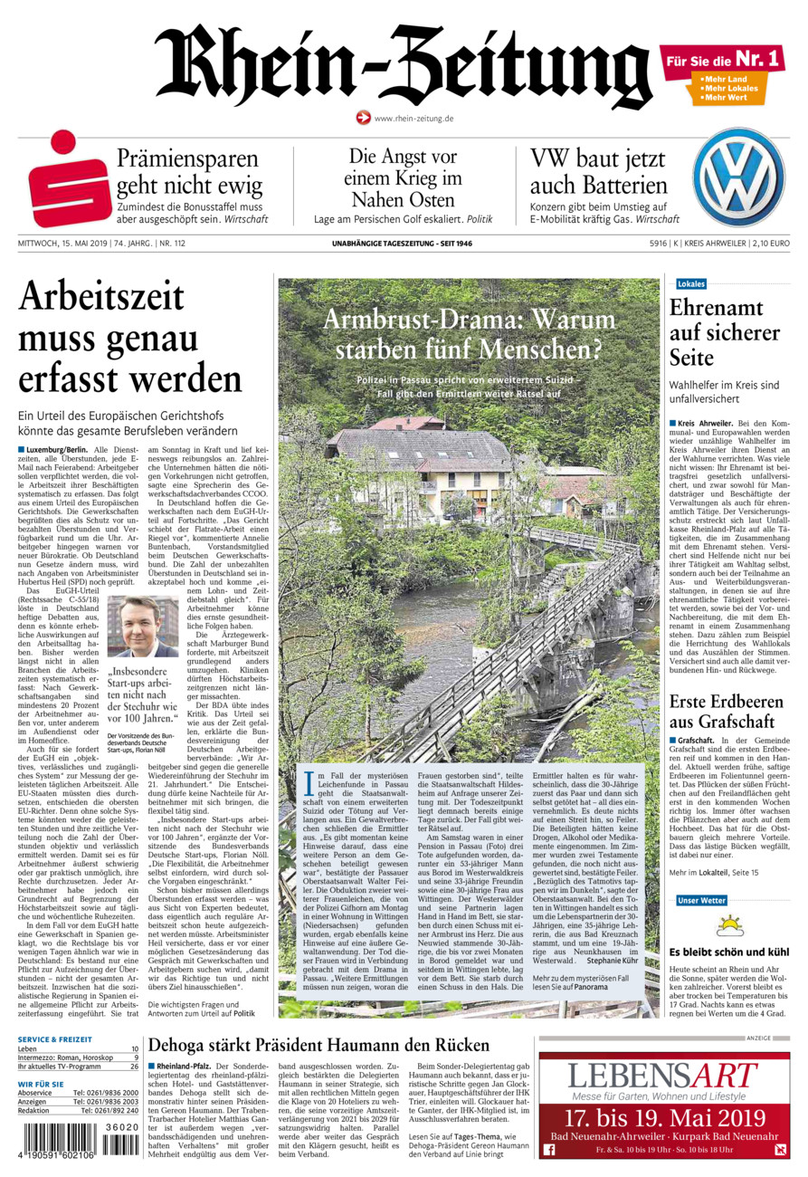 Rhein-Zeitung Kreis Ahrweiler vom Mittwoch, 15.05.2019