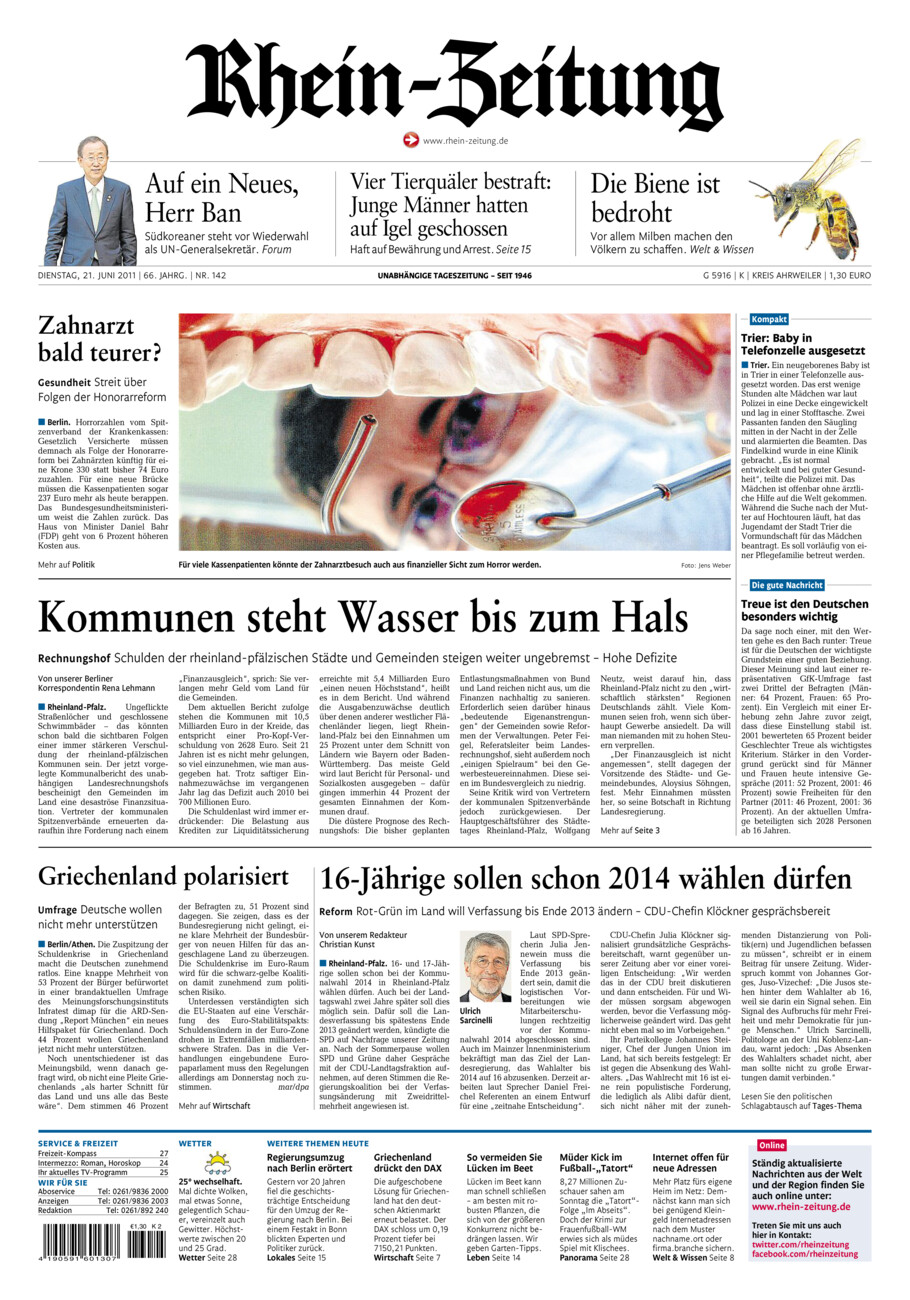 Rhein-Zeitung Kreis Ahrweiler vom Dienstag, 21.06.2011