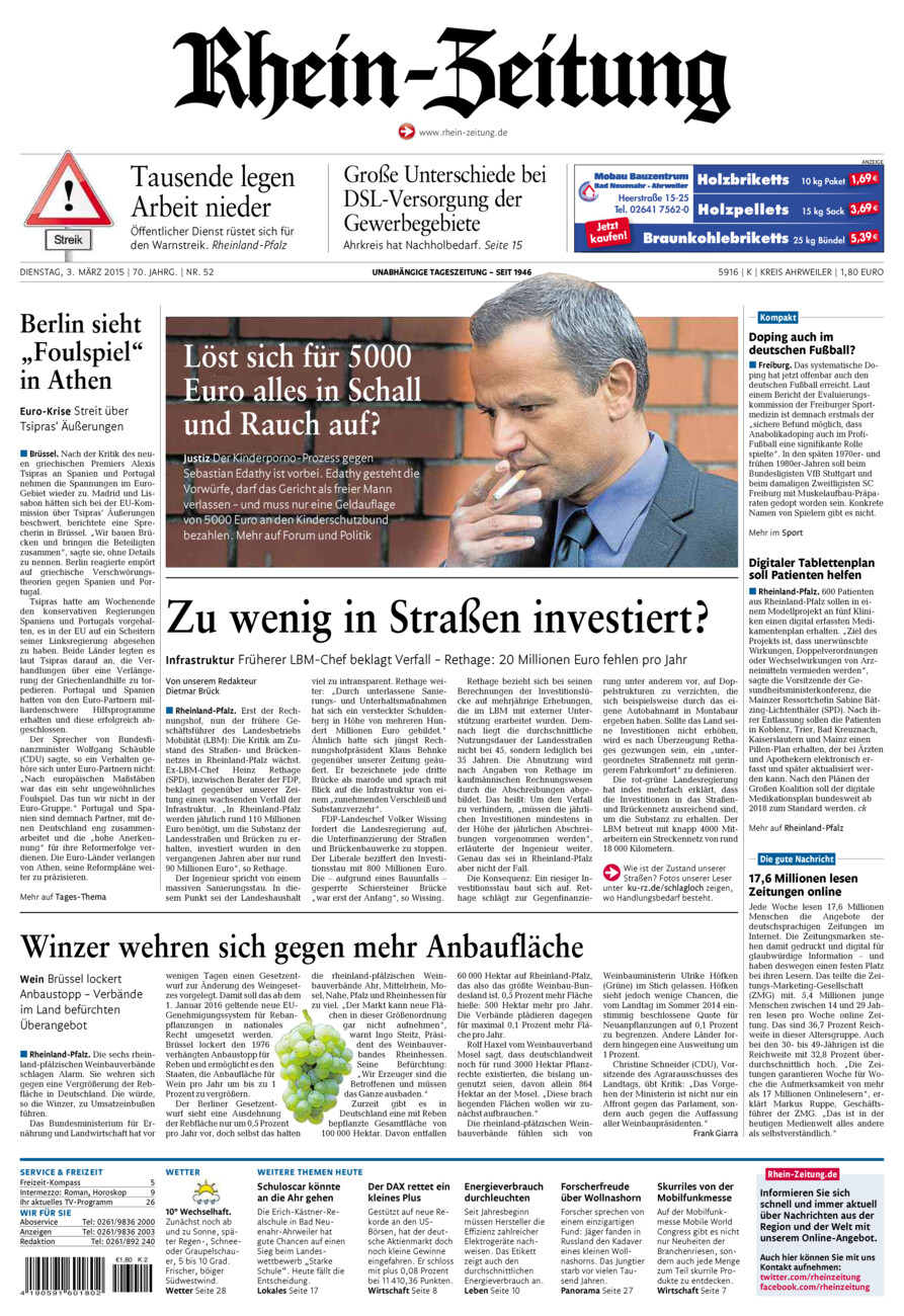 Rhein-Zeitung Kreis Ahrweiler vom Dienstag, 03.03.2015