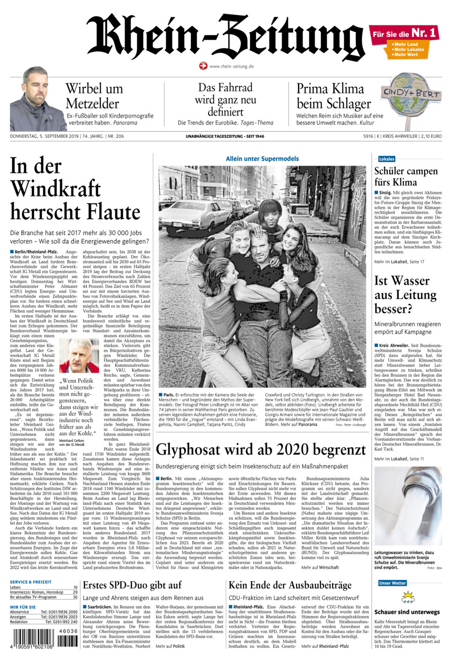 Rhein-Zeitung Kreis Ahrweiler vom Donnerstag, 05.09.2019