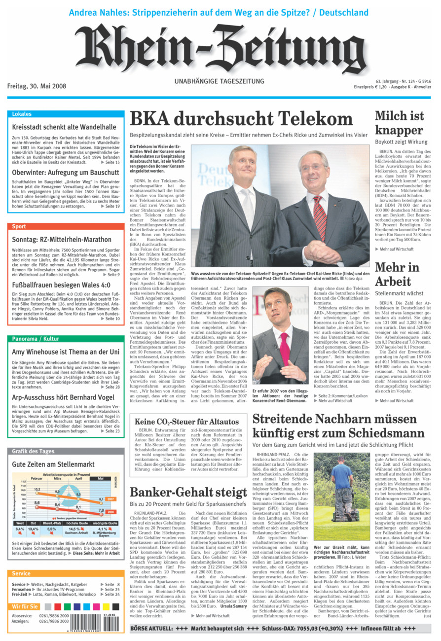 Rhein-Zeitung Kreis Ahrweiler vom Freitag, 30.05.2008