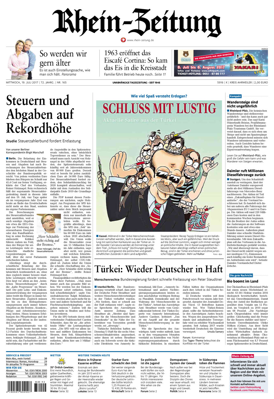 Rhein-Zeitung Kreis Ahrweiler vom Mittwoch, 19.07.2017