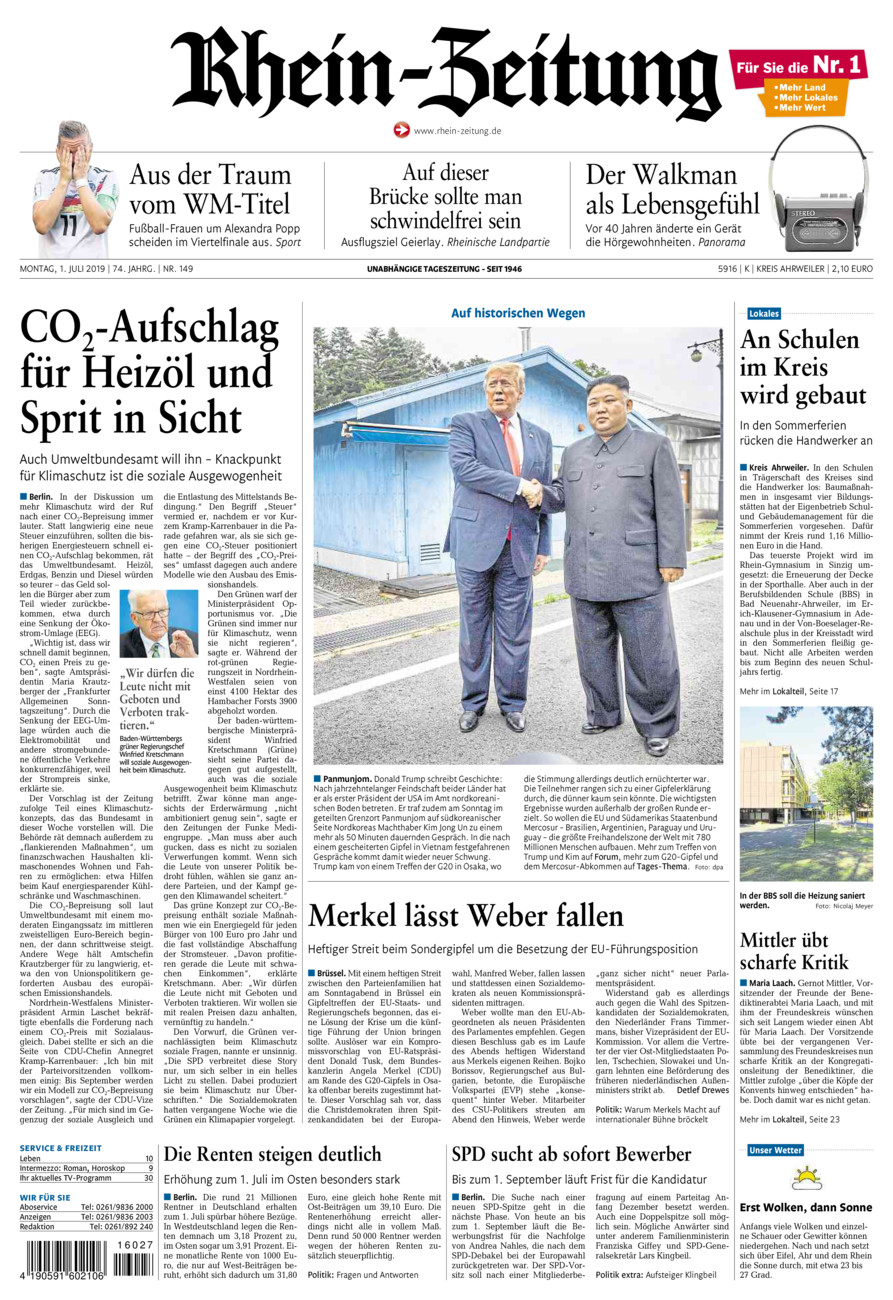 Rhein-Zeitung Kreis Ahrweiler vom Montag, 01.07.2019