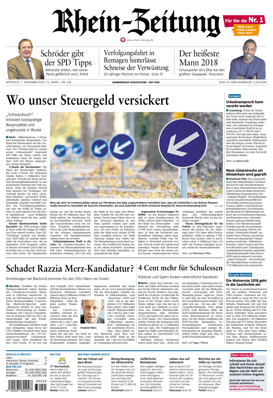 Rhein-Zeitung Kreis Ahrweiler vom Mittwoch, 07.11.2018