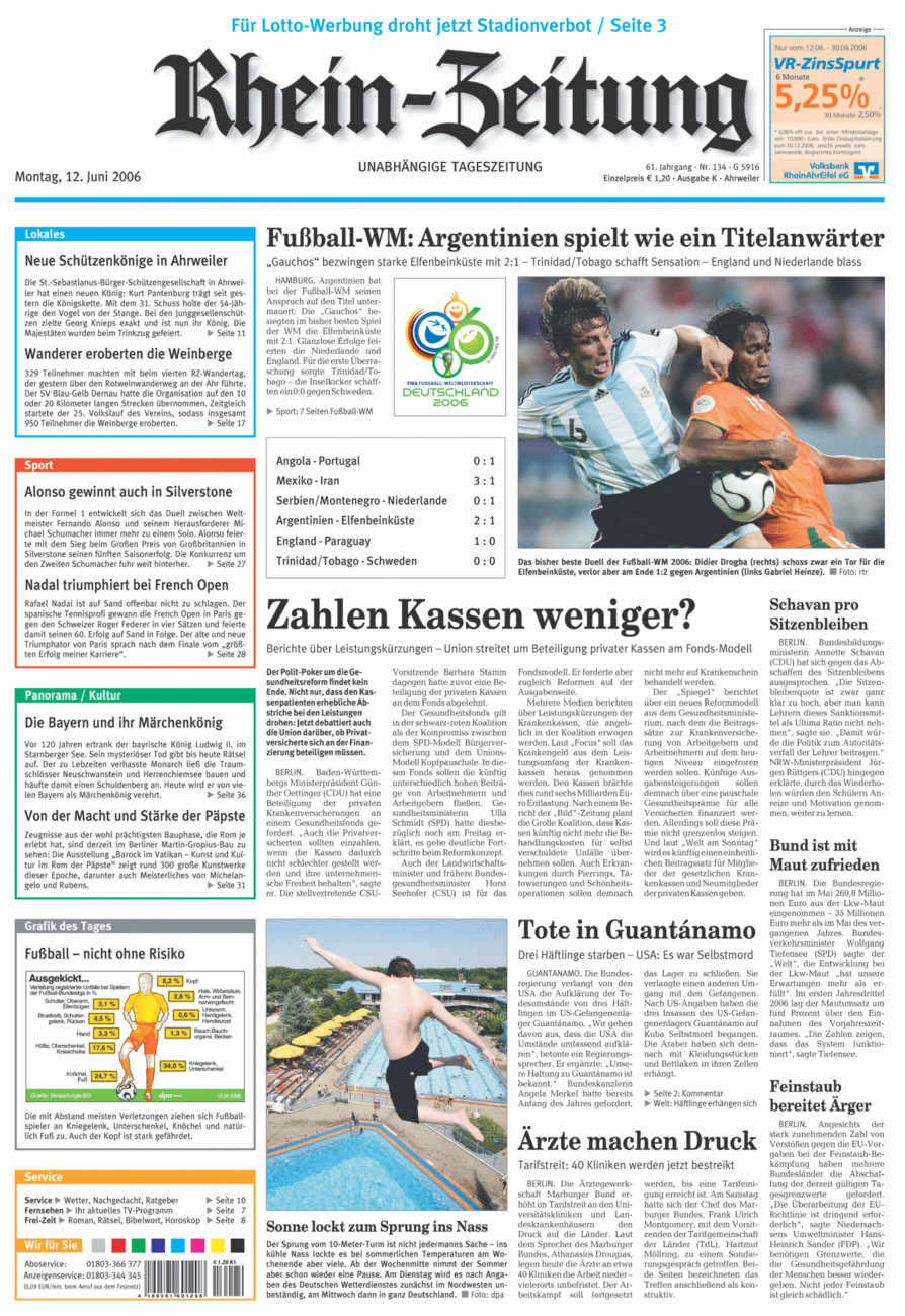 Rhein-Zeitung Kreis Ahrweiler vom Montag, 12.06.2006