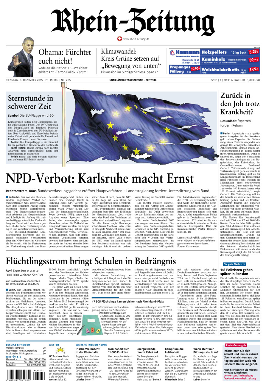 Rhein-Zeitung Kreis Ahrweiler vom Dienstag, 08.12.2015