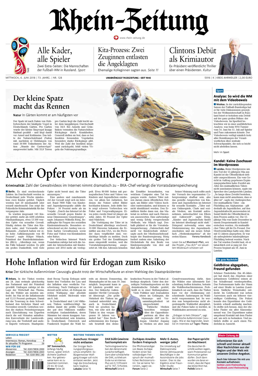 Rhein-Zeitung Kreis Ahrweiler vom Mittwoch, 06.06.2018