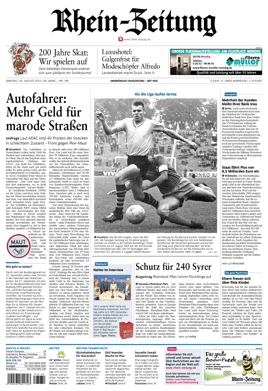 Rhein-Zeitung Kreis Ahrweiler vom Samstag, 24.08.2013
