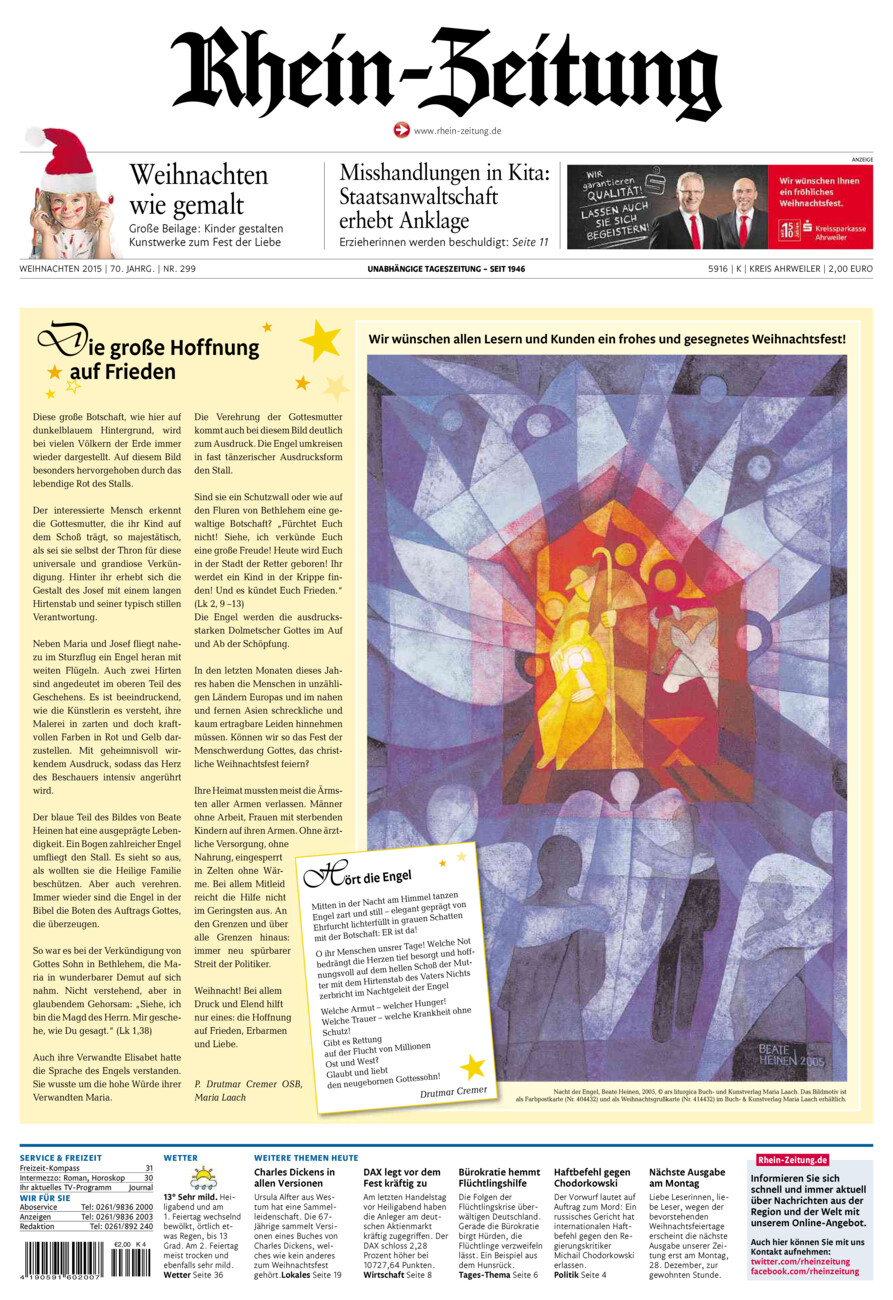 Rhein-Zeitung Kreis Ahrweiler vom Donnerstag, 24.12.2015