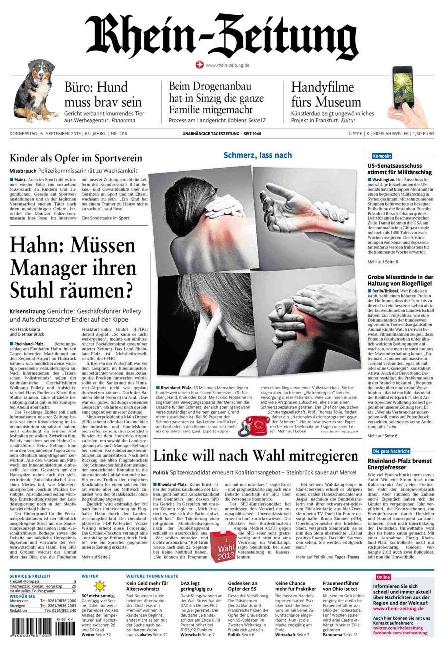 Rhein-Zeitung Kreis Ahrweiler vom Donnerstag, 05.09.2013