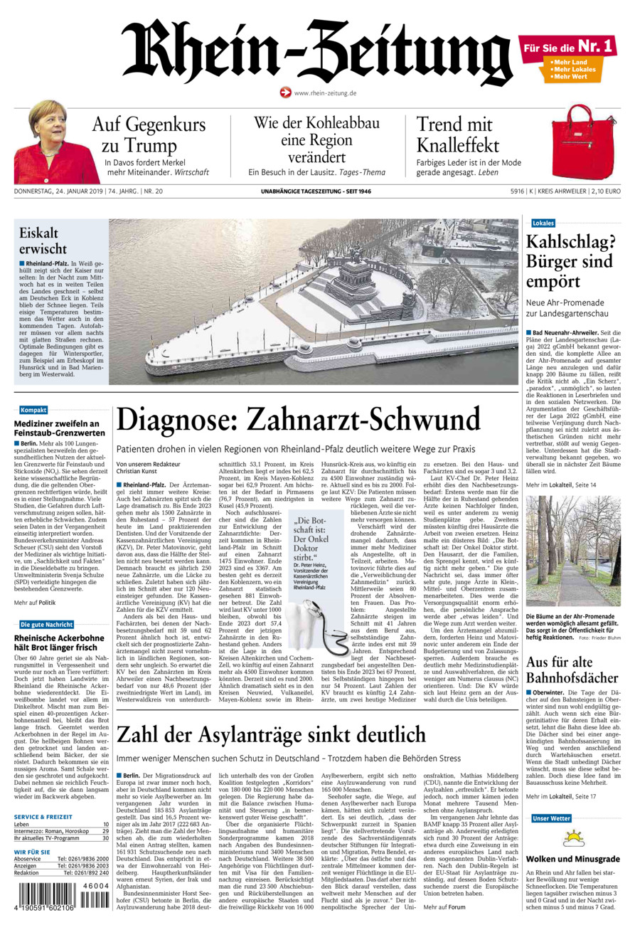 Rhein-Zeitung Kreis Ahrweiler vom Donnerstag, 24.01.2019