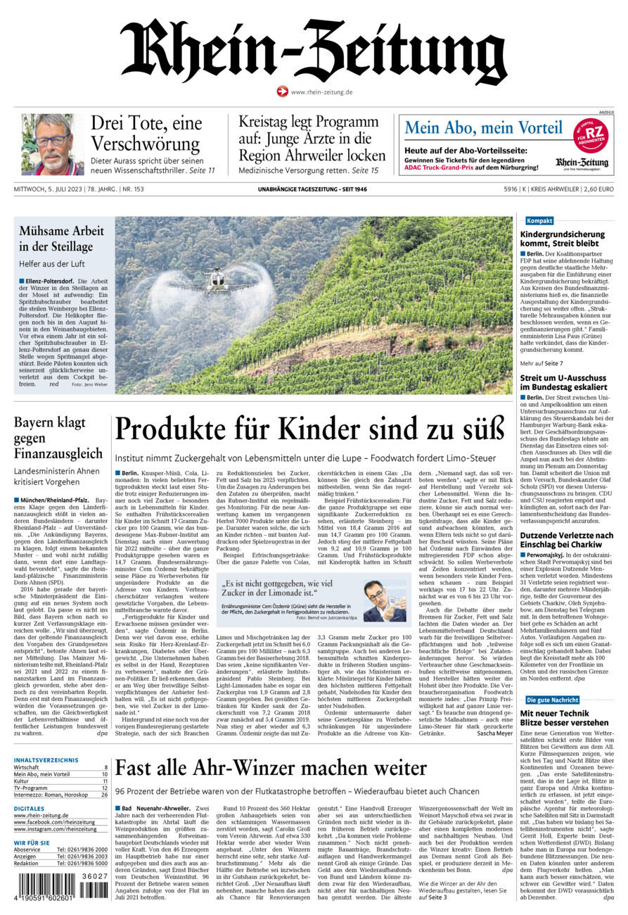 Rhein-Zeitung Kreis Ahrweiler vom Mittwoch, 05.07.2023