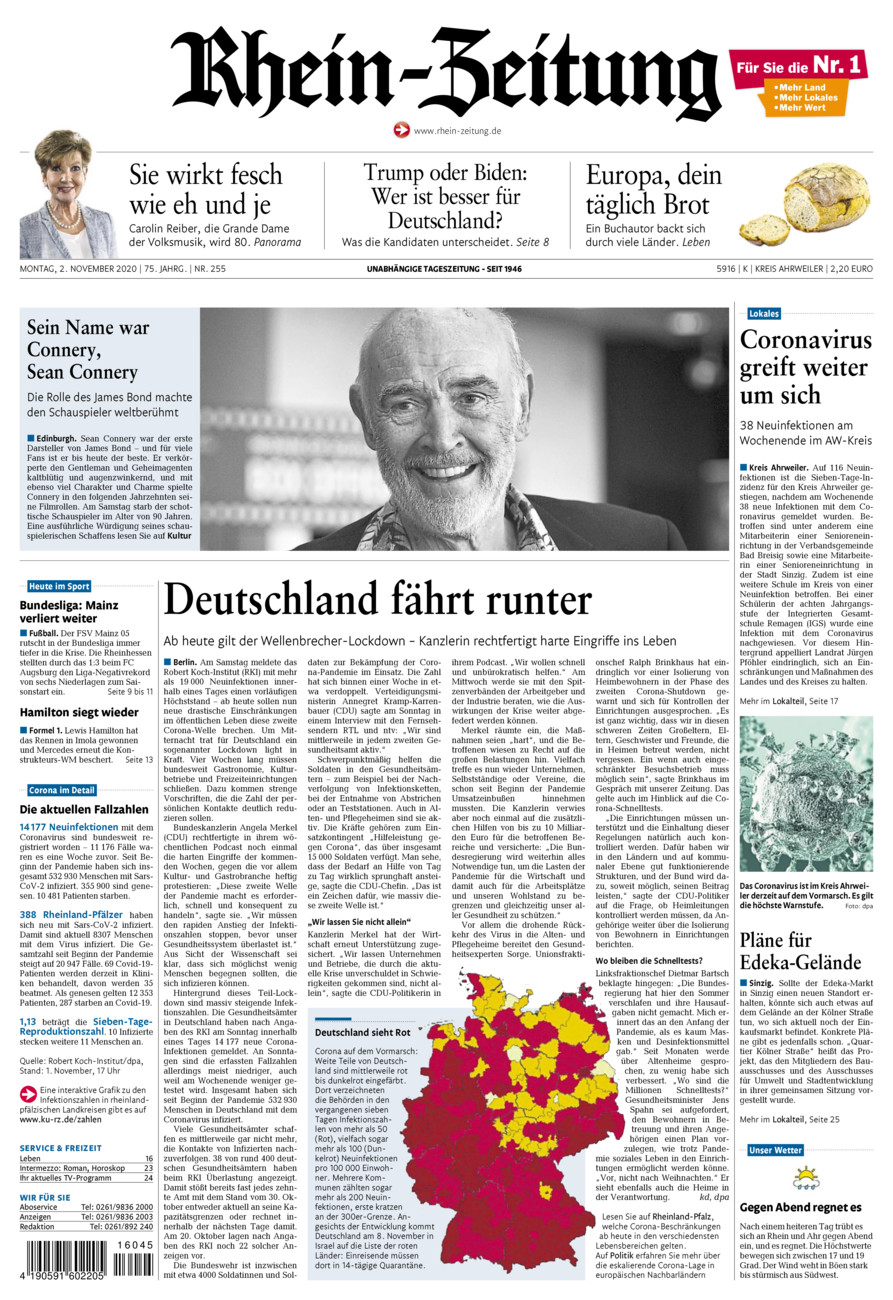 Rhein-Zeitung Kreis Ahrweiler vom Montag, 02.11.2020