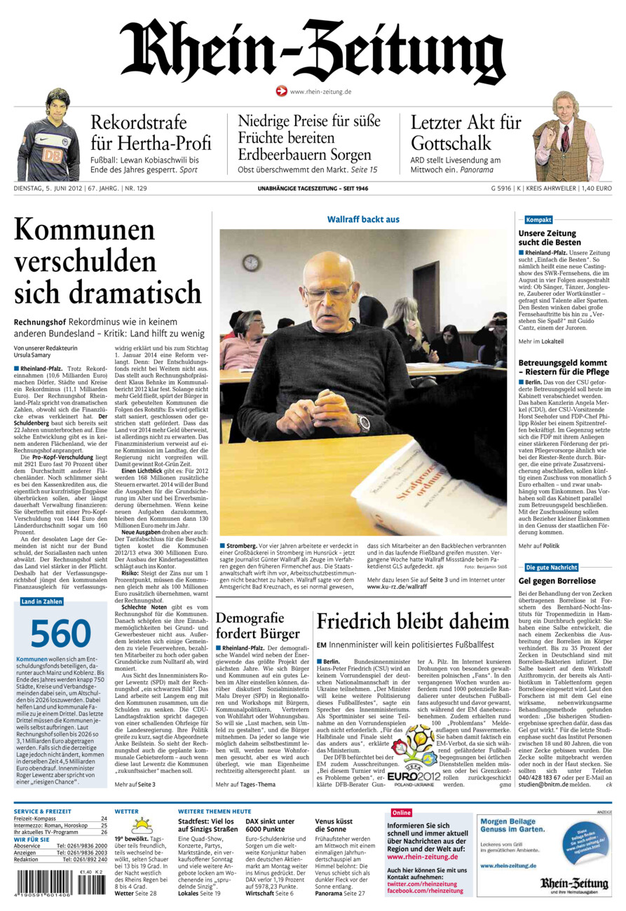 Rhein-Zeitung Kreis Ahrweiler vom Dienstag, 05.06.2012