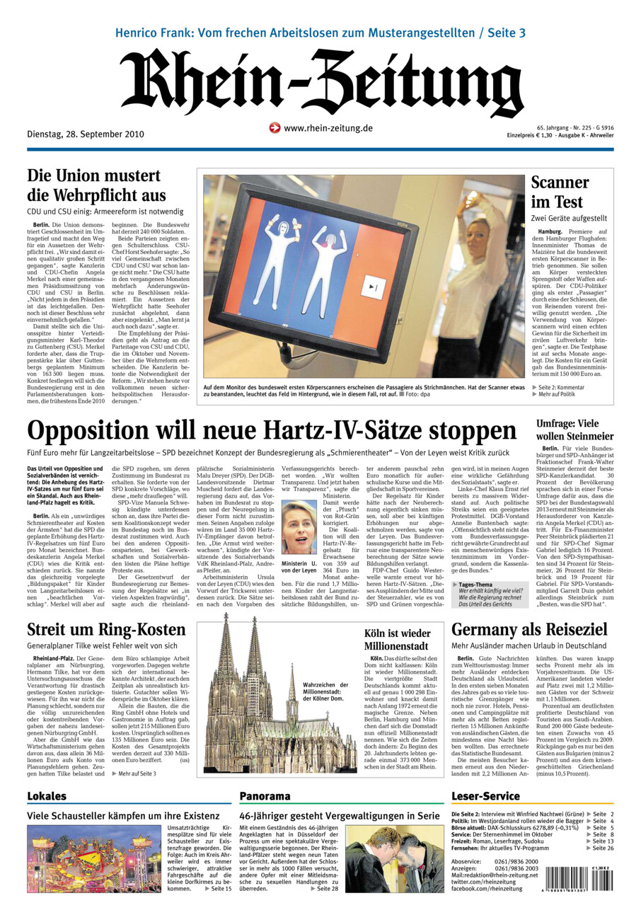 Rhein-Zeitung Kreis Ahrweiler vom Dienstag, 28.09.2010