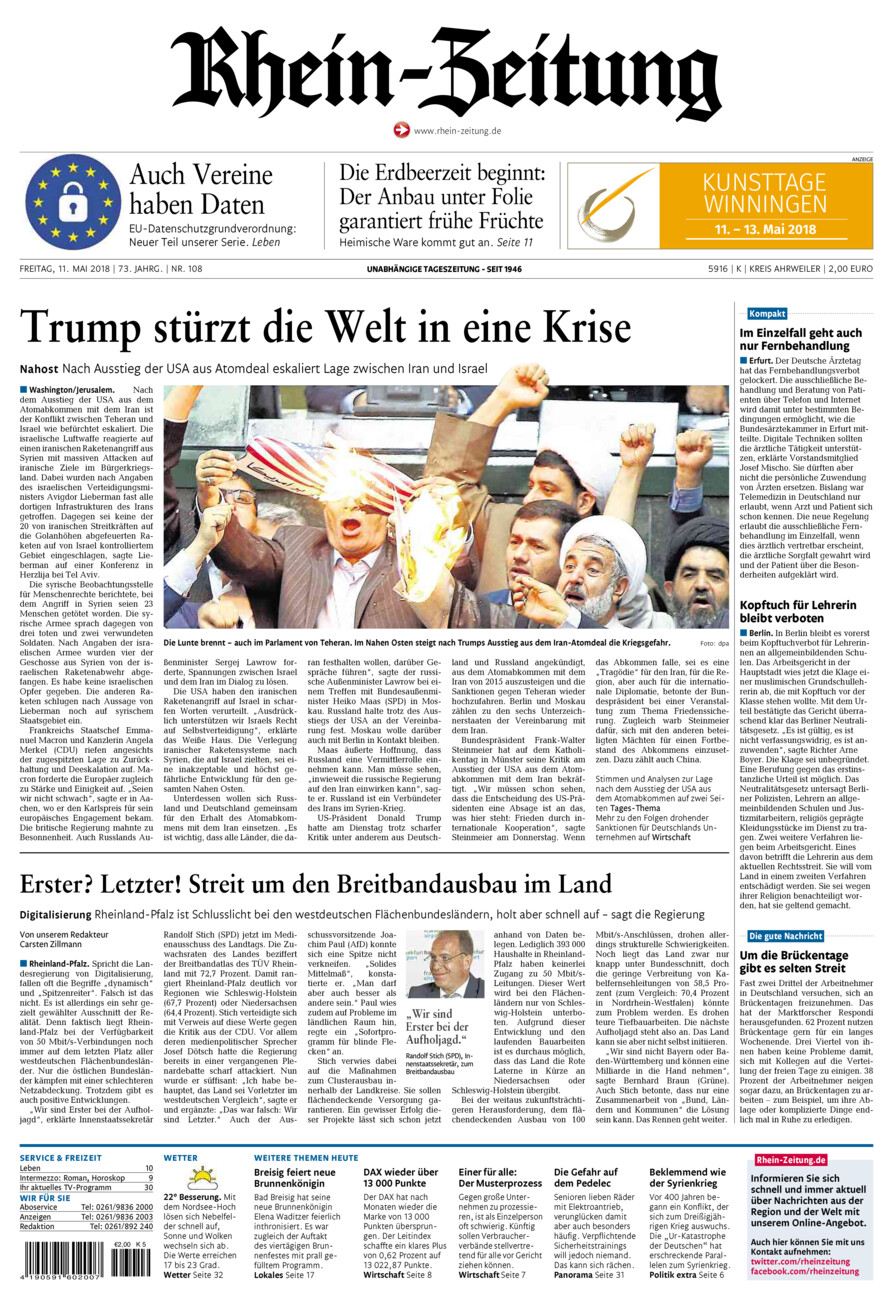 Rhein-Zeitung Kreis Ahrweiler vom Freitag, 11.05.2018