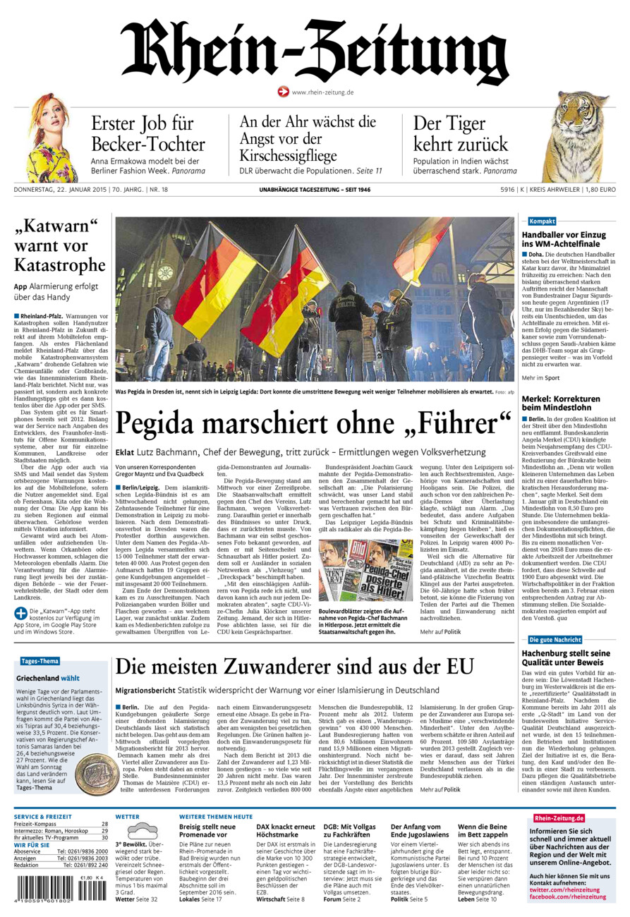 Rhein-Zeitung Kreis Ahrweiler vom Donnerstag, 22.01.2015