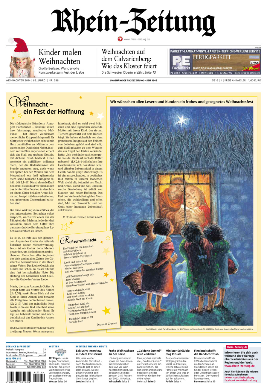 Rhein-Zeitung Kreis Ahrweiler vom Mittwoch, 24.12.2014