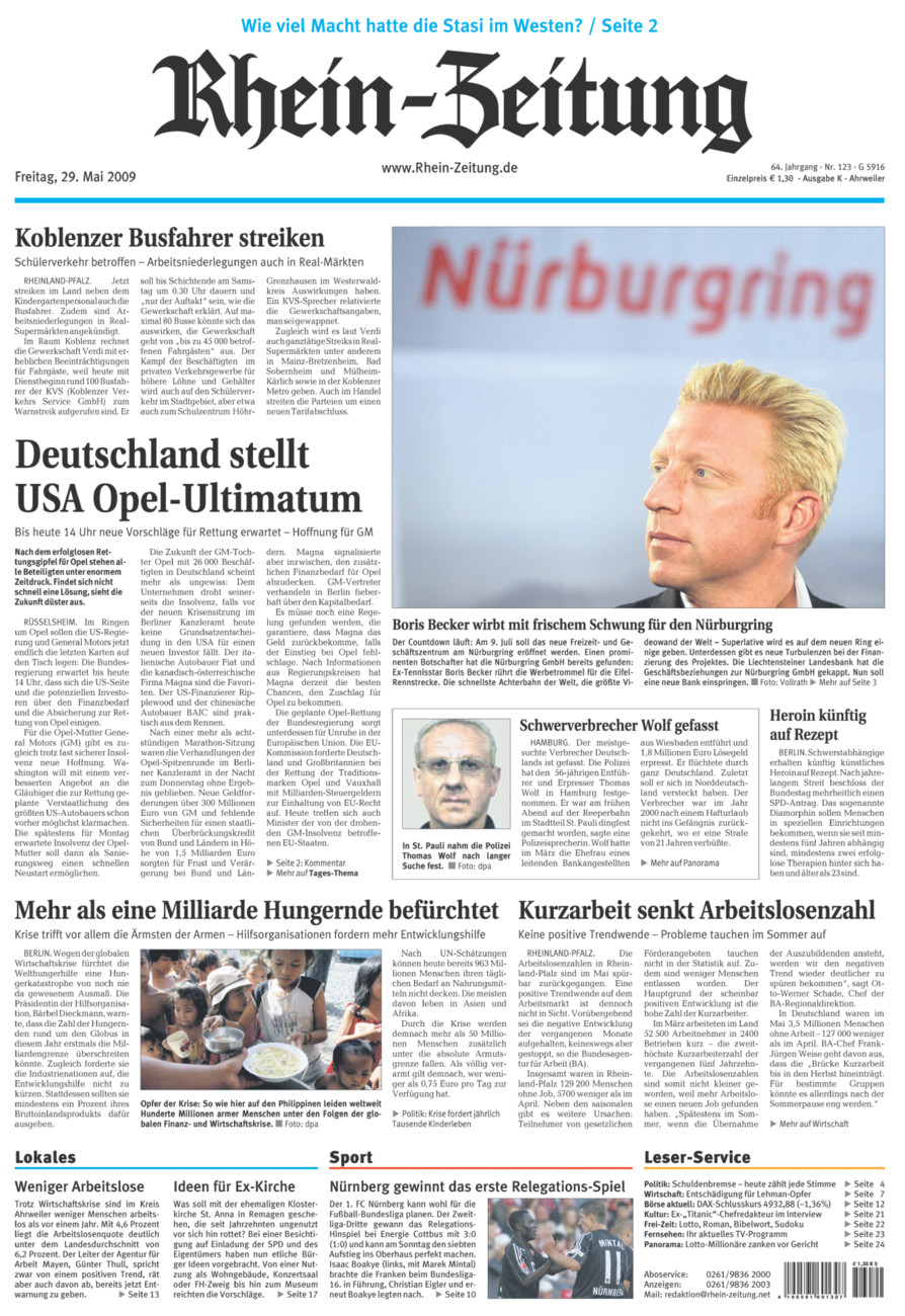 Rhein-Zeitung Kreis Ahrweiler vom Freitag, 29.05.2009