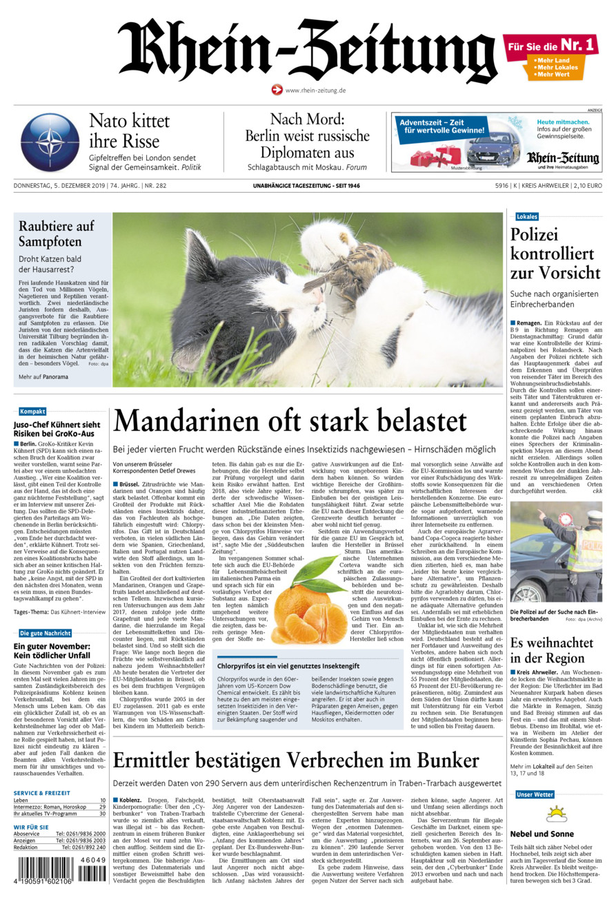 Rhein-Zeitung Kreis Ahrweiler vom Donnerstag, 05.12.2019