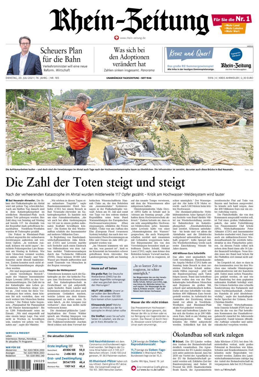 Rhein-Zeitung Kreis Ahrweiler vom Dienstag, 20.07.2021