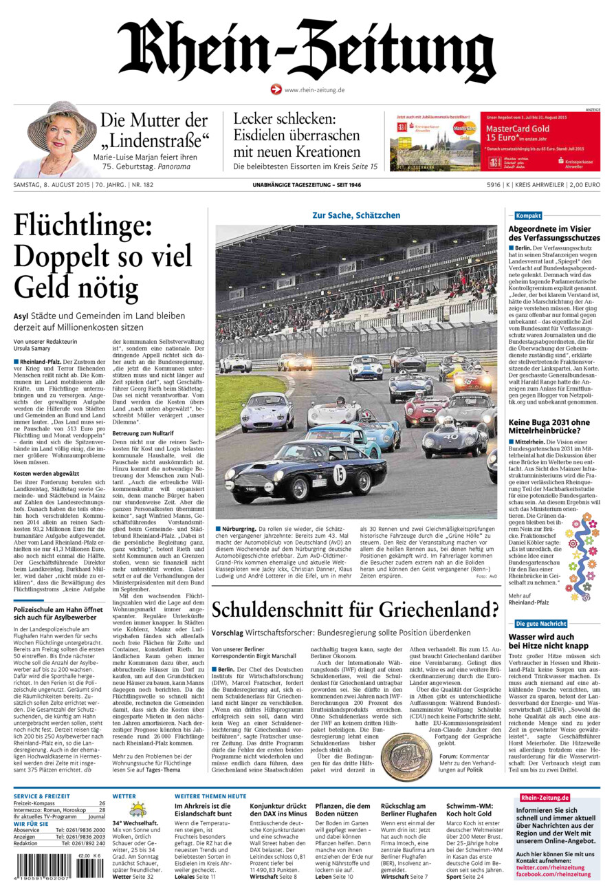 Rhein-Zeitung Kreis Ahrweiler vom Samstag, 08.08.2015